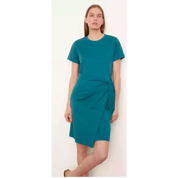 VINCE Tie-waist T-shirt Dress Green Blue Teal Size S - Picture 3 of 9